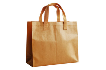 Elegant brown shopping bag design reusable tote eco friendly fabric modern marketing material on transparent background