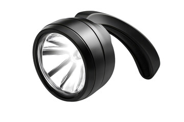 Black Handheld Flashlight with Bright White Beam Tactical Torch Emergency Lighting Tool on transparent background