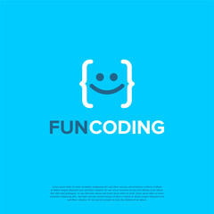 Fun Coding, Developer coding icon vector illustration, programming logo