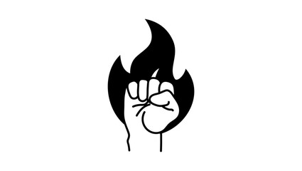 Fire Fist symbol, black isolated silhouette