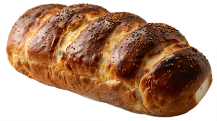 Handcrafted bread golden crusted surface isolated on transparent picture