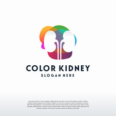 Fototapeta premium Colorful Kidney Care logo designs concept vector, Health Kidney logo template designs