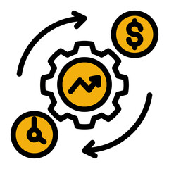 Time Optimization Gauge from the Business Automation icon collection (Outline Color Lineal Style)