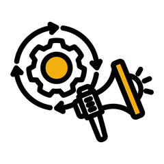 Automated Campaign Manager from the Business Automation icon collection (Outline Color Lineal Style)