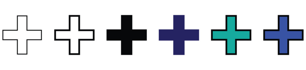 plus icon set, collection of plus icon, stock vector. 