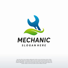 Mechanic Logo designs concept vector, Leaf and Wrench logo