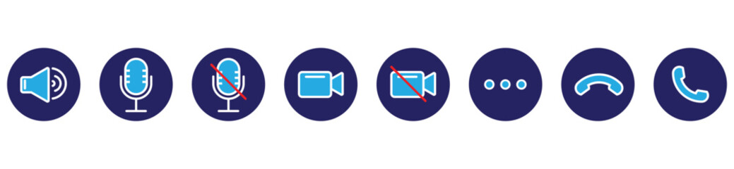 phone calling icon. Phone calling icon set. Streaming icon set. Video call buttons set. vector stock. 