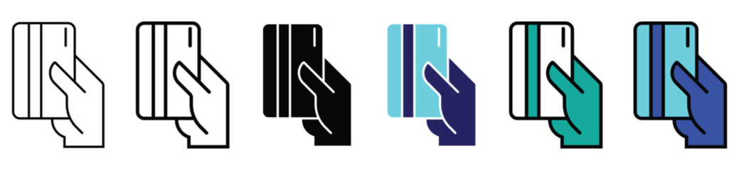 hand, credit card icon set