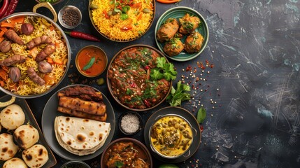 Pakistani cuisine celebration for independence day with traditional dishes
