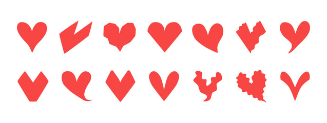 Quirkly hearts shapes set. Vector illustration for Valentines Day. Love elements for design, print, sticker