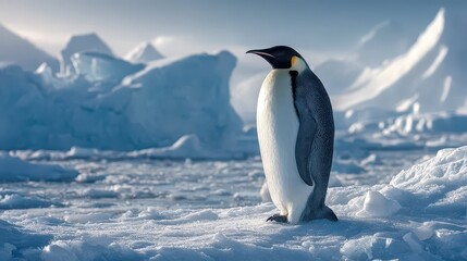 Fototapeta premium majestic penguin stands gracefully on an ice floe in Antarctica