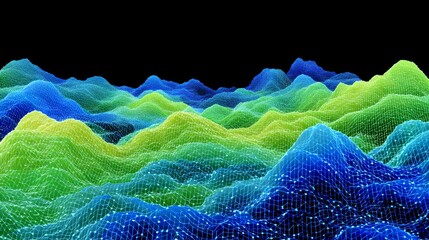 Animated Radar Waves in Blue and Green Creating Dynamic Patterns Against Black Background