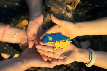 Concept of helping people of Ukraine who suffered from war. Financial support and donations. Stop...