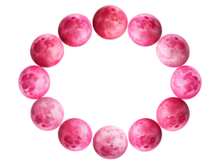 Cycle Moon Pink Phases Isolated with Clipping Path On White Background, PNG