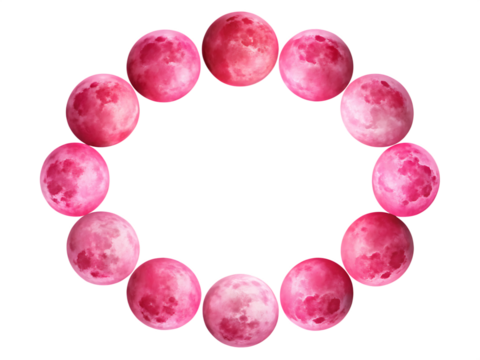 Cycle Moon Pink Phases Isolated with Clipping Path On White Background, PNG
