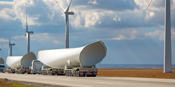 Transporting Wind Turbine Blade on Highway Through Countryside