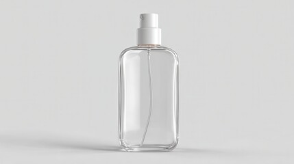 Ultra quality image of clear Glass Hand Sanitizer Bottle Mockup with White Label.