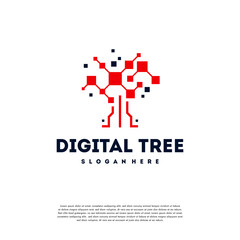 Modern Digital tree logo designs concept vector, Tech Tree Logo symbol vector