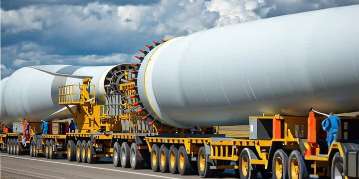 Transporting Wind Turbine Blade on Highway Through Countryside