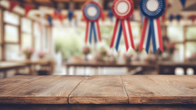Administrative Professionals Day Background with Red, White, and Blue Ribbons