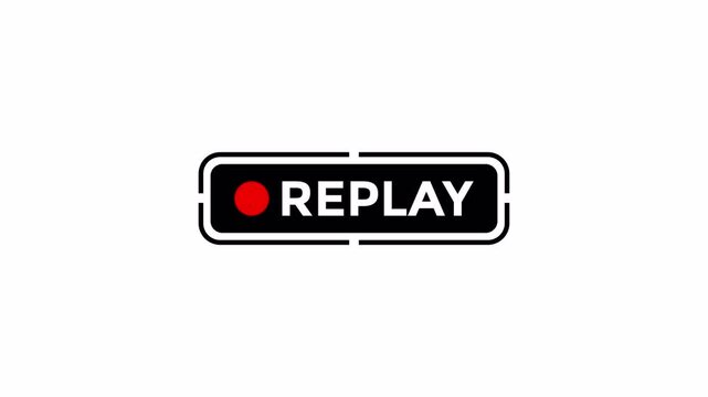 Replay animation template with black color on transparent background 4K Video