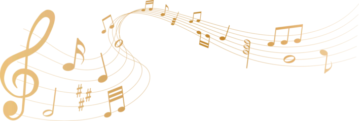 Selbstklebende Fototapeten Musik vector illustration of gold colored sheet music - musical notes melody   © agrus