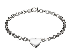 Silver Chain Bracelet with Heart Pendant Transparent PNG