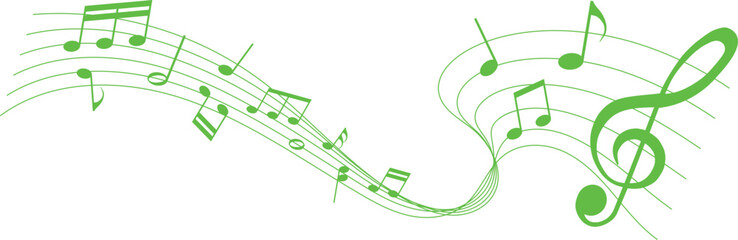 vector illustration of green colored sheet music - musical notes melody  © agrus