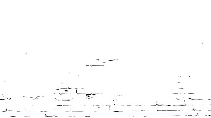 A high contrast image of a distressed brick wall with a bright white background and dark brick shapes