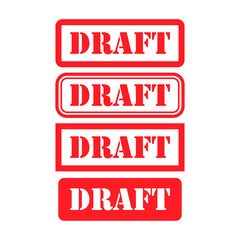 Set of Draft stamp symbol, label sticker sign button, text banner vector illustration .