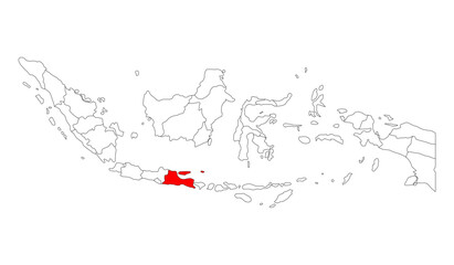 Obraz premium Indonesia detailed East Java map shape, Flat web graphic concept icon symbol vector illustration .