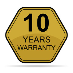 Ten years warranty shadow icon, badge seal guarantee certificate customer sign, stamp vector illustration .