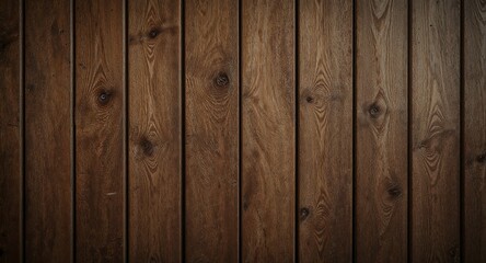 Naklejka premium Close up of a brown wooden wall with vertical planks showing wood grain and natural imperfections surface
