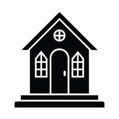 Old Schoolhouse Door Icon Vector Illustration