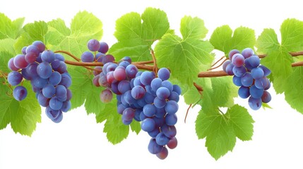 Vibrant Grapevine with Clusters of Ripe Purple Grapes Surrounded by Fresh Green Leaves