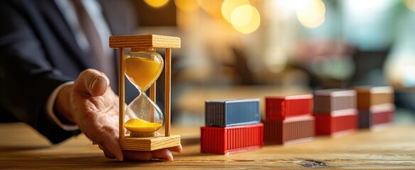 The Hourglass Symbolizing Time Management in Business and Logistics.