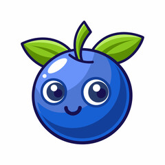 Obraz premium Adorable Blueberry Cartoon Character. Sweet and Happy Fruit Illustration