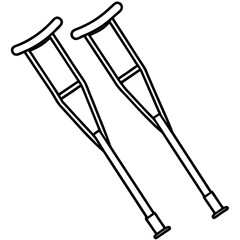 Crutches Medical Support Outline Vector