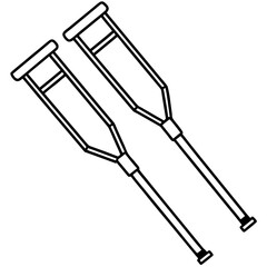 Crutches Medical Support Outline Vector
