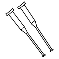 Crutches Medical Support Outline Vector