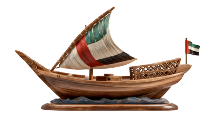 Traditional Dhow Boat Model, isolated on transparent background