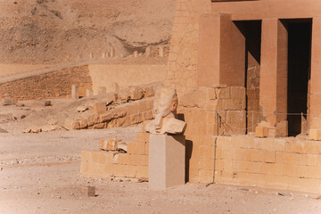 Hatshepsut temple bust displayed in deir el bahari, luxor, egypt