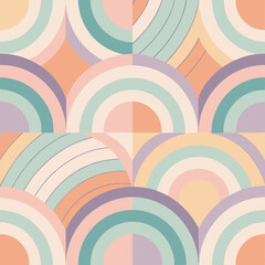 Geometric composition featuring repeating arcs in a seamless pattern with soothing colors suitable for various creative projects
