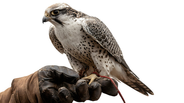 Falcon Perched on Falconer's Glove, isolated on transparent background - Powered by Adobe