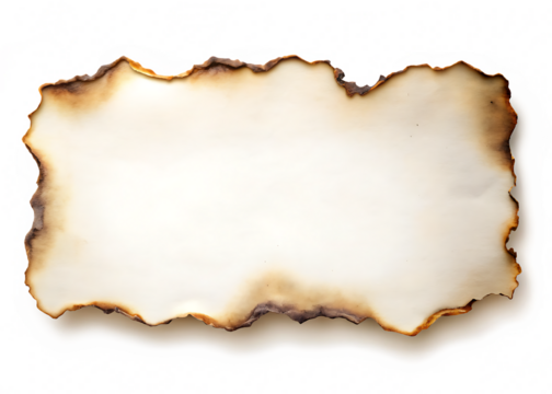 Realistic Burnt paper edge isolated on white background, PNG