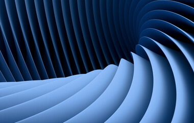 Elegant Blue Dimensional Stripes Background - Minimalist Abstract Design with Flowing Wave Geometry