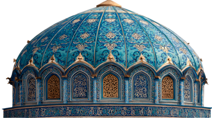 Intricate Turquoise Dome of a Mosque, isolated on transparent background