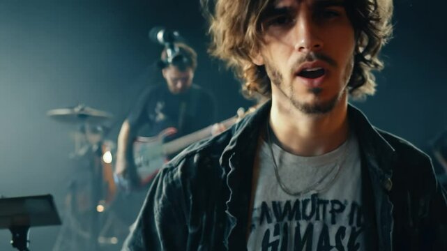 Indie rock band performing on stage with dynamic energy