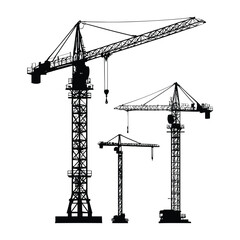 Silhouette of Tower Cranes Used in Construction