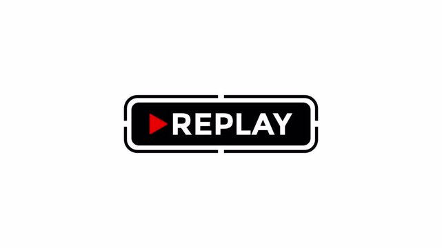 Replay signs action animation with black color on transparent background 4K Video
